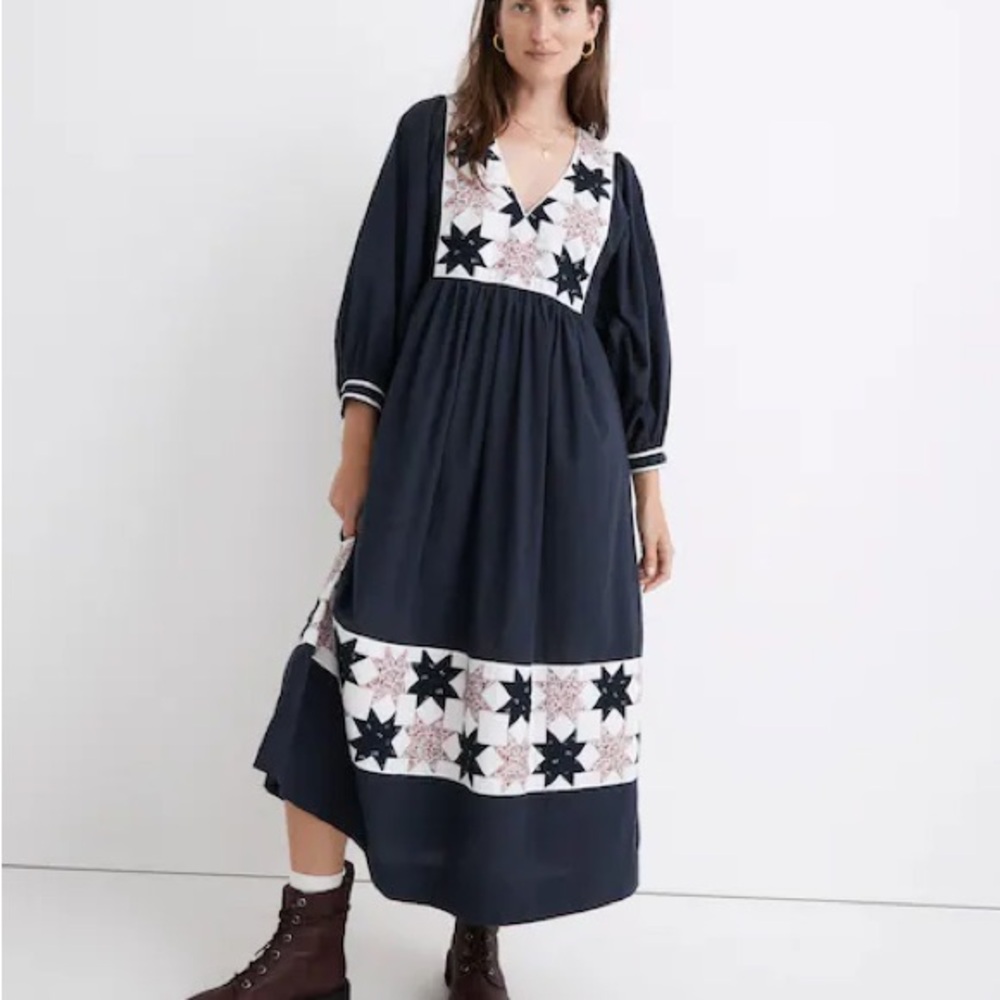 Madewell Quilted Patchwork Midi Dress • Cottagecore Prairie
